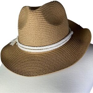 Straw Hat With Removable Boho Tassel Accent One Size Fits Most New No Tags